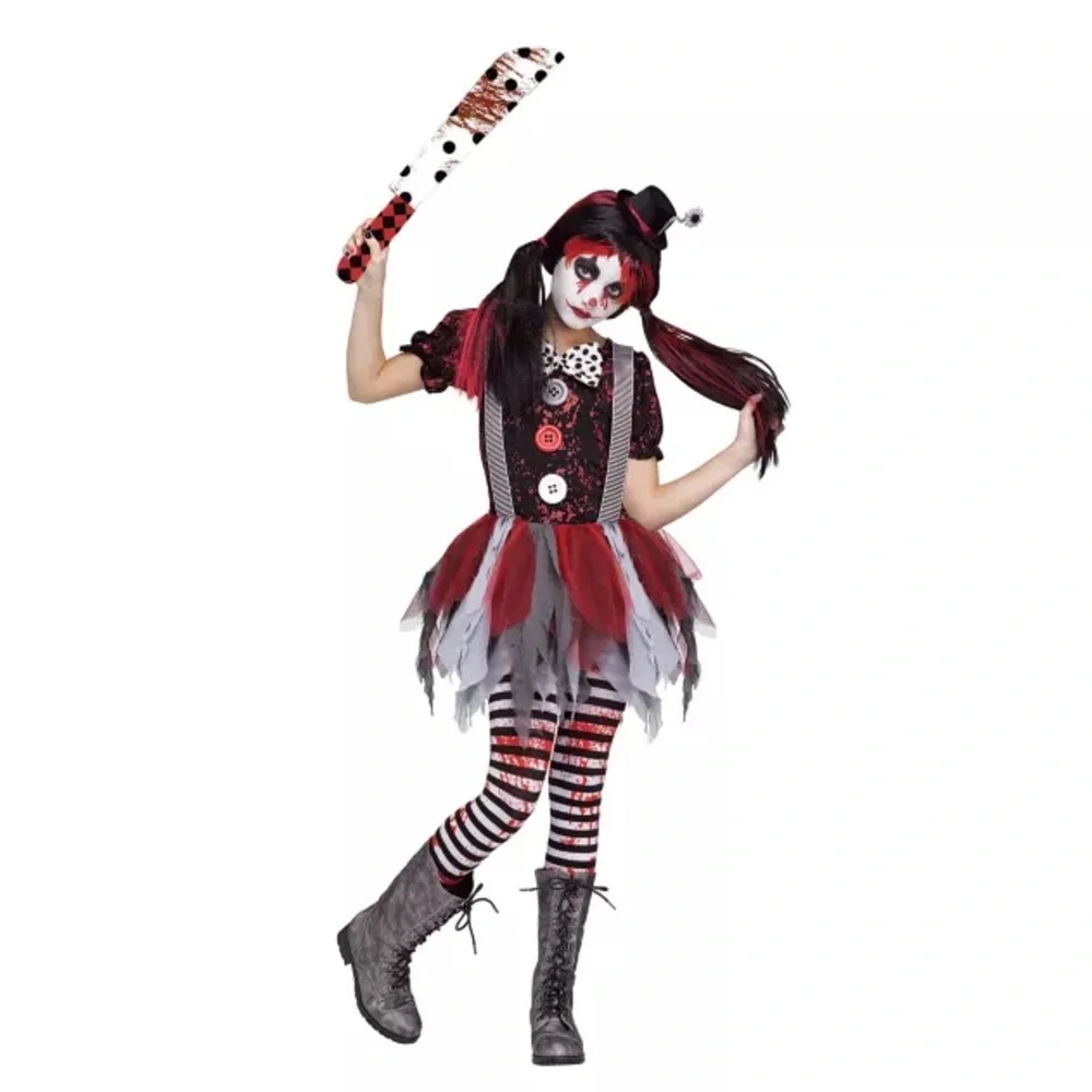 Spirit Kids Size XL 14-16 Killer Clown Cosplay Halloween Costume